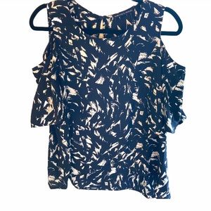 Harlowe and Graham Patterned Open Shoulder Top